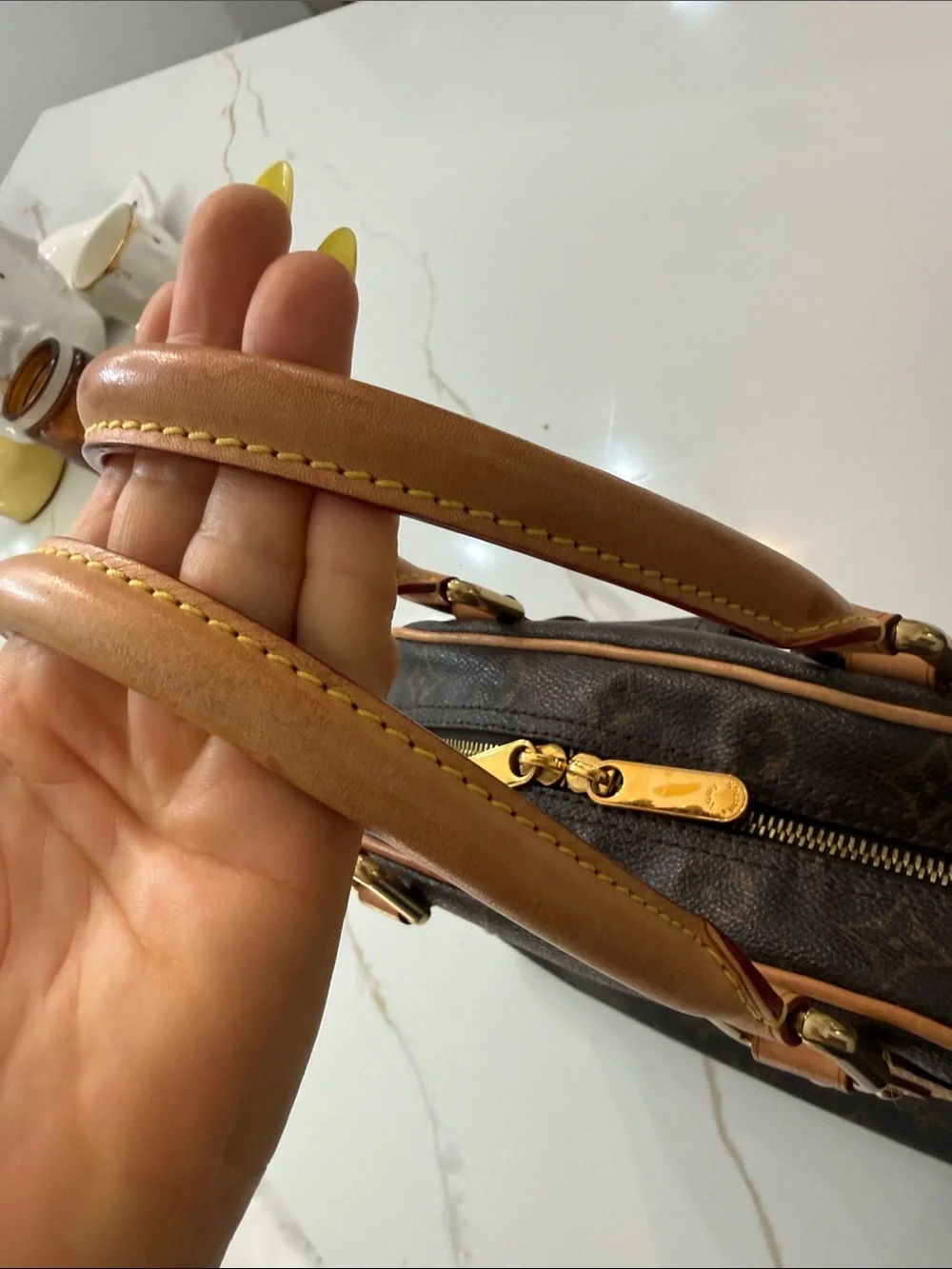 Louis Vuitton Manhattan PM Brown Monogram Canvas Satchel with Dual Front Pockets